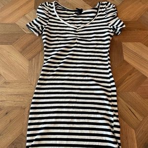 HM sweetheart black and white horizontal striped minidress